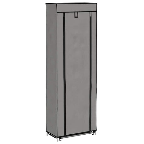 Vidaxl schoenenkast met hoes 57x29x162 cm stof grijs