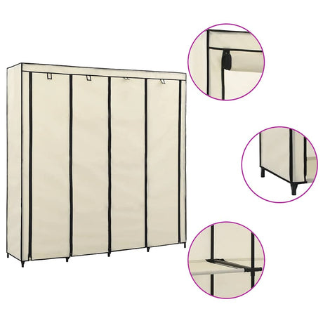 Vidaxl kledingkast met 4 vakken 175x45x170 cm crème