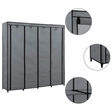 Vidaxl kledingkast met 4 vakken 175x45x170 cm grijs