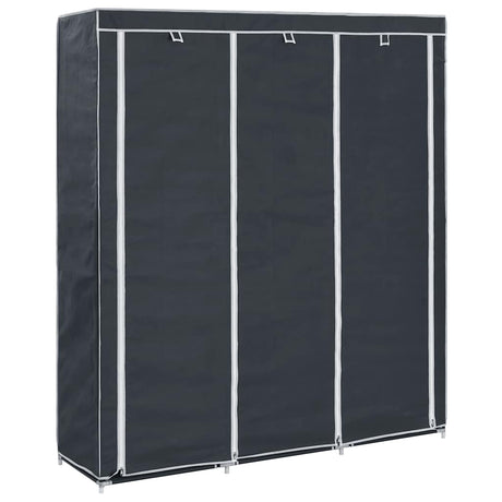 Vidaxl kledingkast met vakken en stangen 150x45x175 cm stof zwart