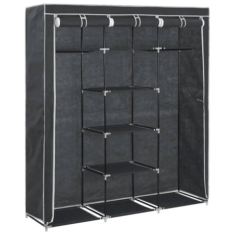 Vidaxl kledingkast met vakken en stangen 150x45x175 cm stof zwart