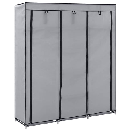 Vidaxl kledingkast met vakken en stangen 150x45x175 cm stof grijs