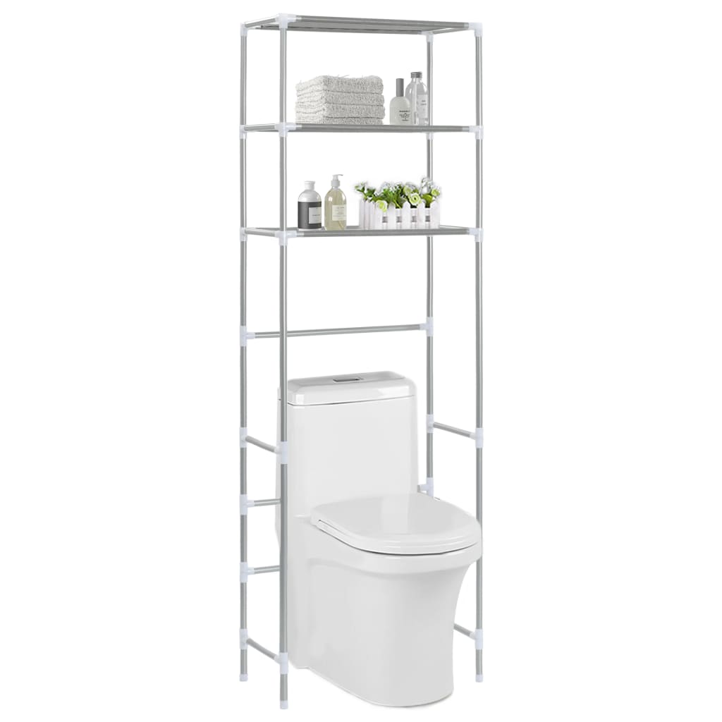 Vidaxl opbergrek voor boven toilet 3-laags 53x28x169 cm zilverkleurig