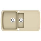 Vidaxl gootsteen dubbele bakken graniet beige