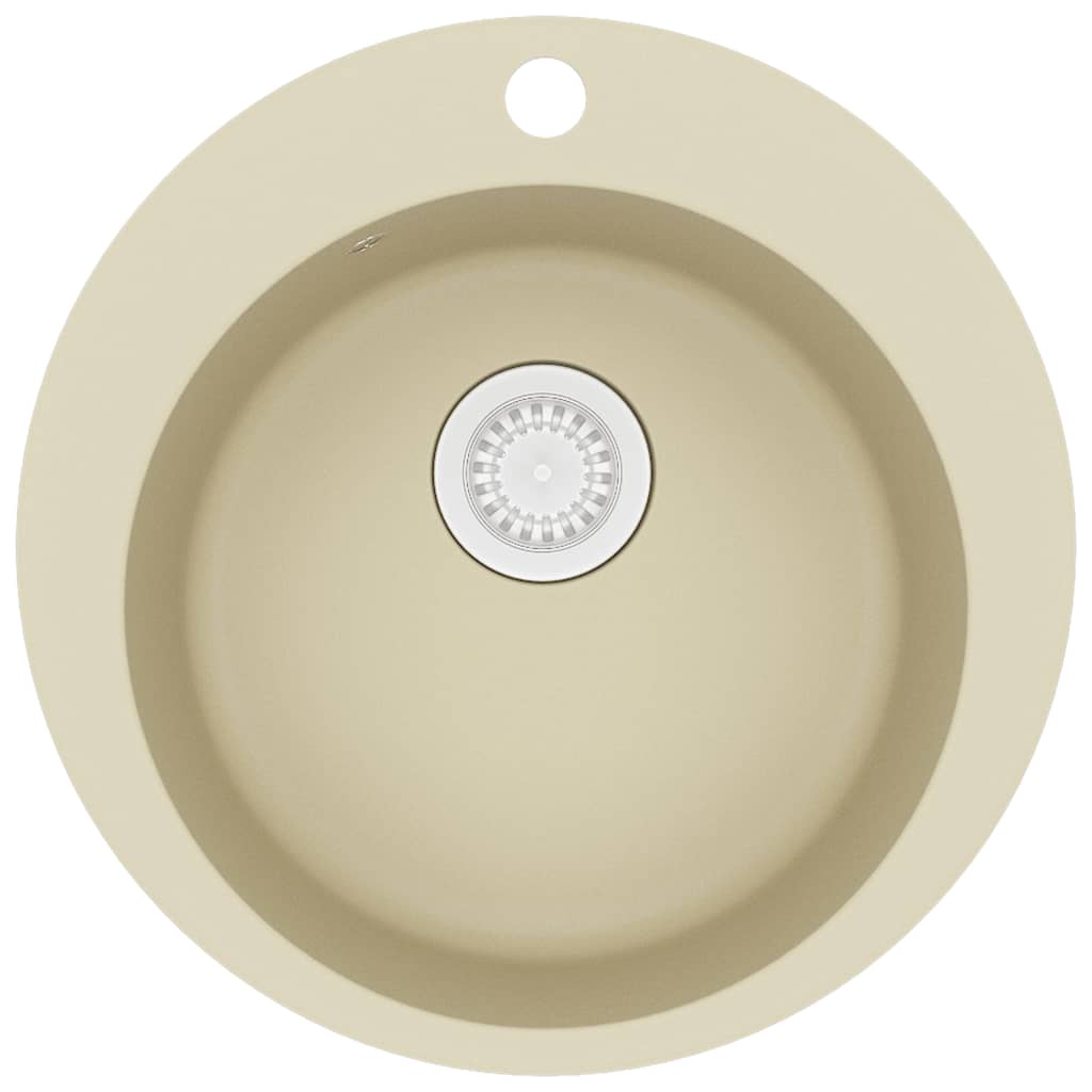 Vidaxl gootsteen enkele bak rond graniet beige