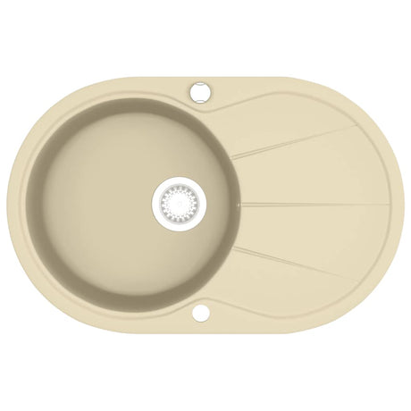 Vidaxl gootsteen enkele bak ovaal graniet beige