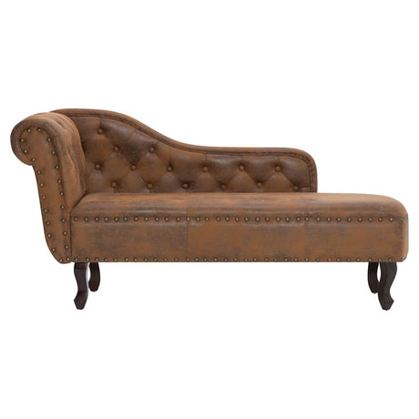 Vidaxl chaise longue kunstsuède bruin
