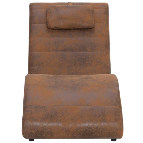 Vidaxl chaise longue met kussen kunstsuède bruin
