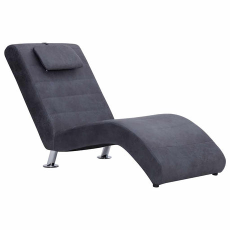 Vidaxl chaise longue met kussen kunstsuède grijs