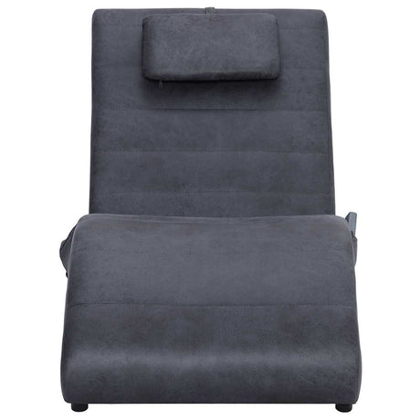Vidaxl massage chaise longue met kussen kunstsuède grijs