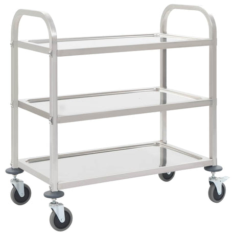 Vidaxl keukentrolley 3-laags 96,5x55x90 cm roestvrij staal