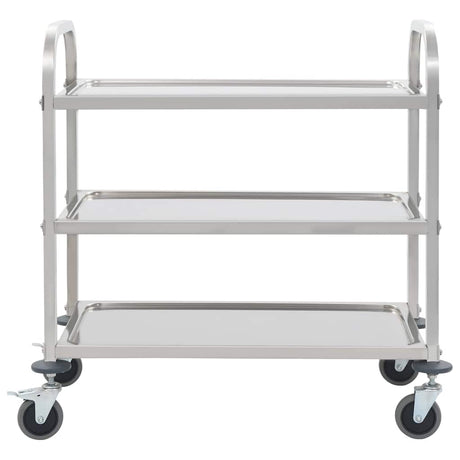 Vidaxl keukentrolley 3-laags 96,5x55x90 cm roestvrij staal