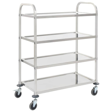 Vidaxl keukentrolley 4-laags 107x55x125 cm roestvrij staal