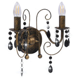 Vidaxl wandlamp met kralen 2xe14 antiekzwart