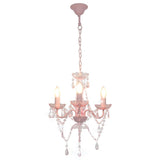 Vidaxl kroonluchter met kralen rond 3xe14 roze