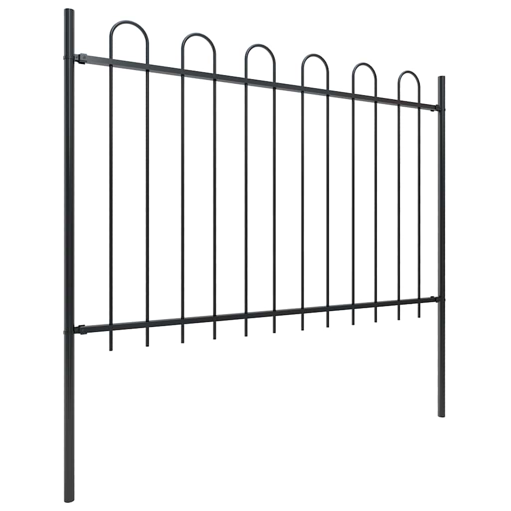 Vidaxl tuinhek met ringtop staal 181x120 cm zwart