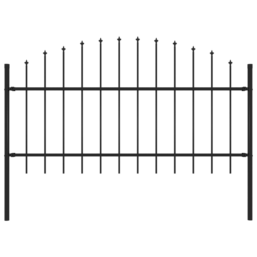 VidaXL Tuinhek met speren bovenkant (1-1,25)x1,7 m staal zwart