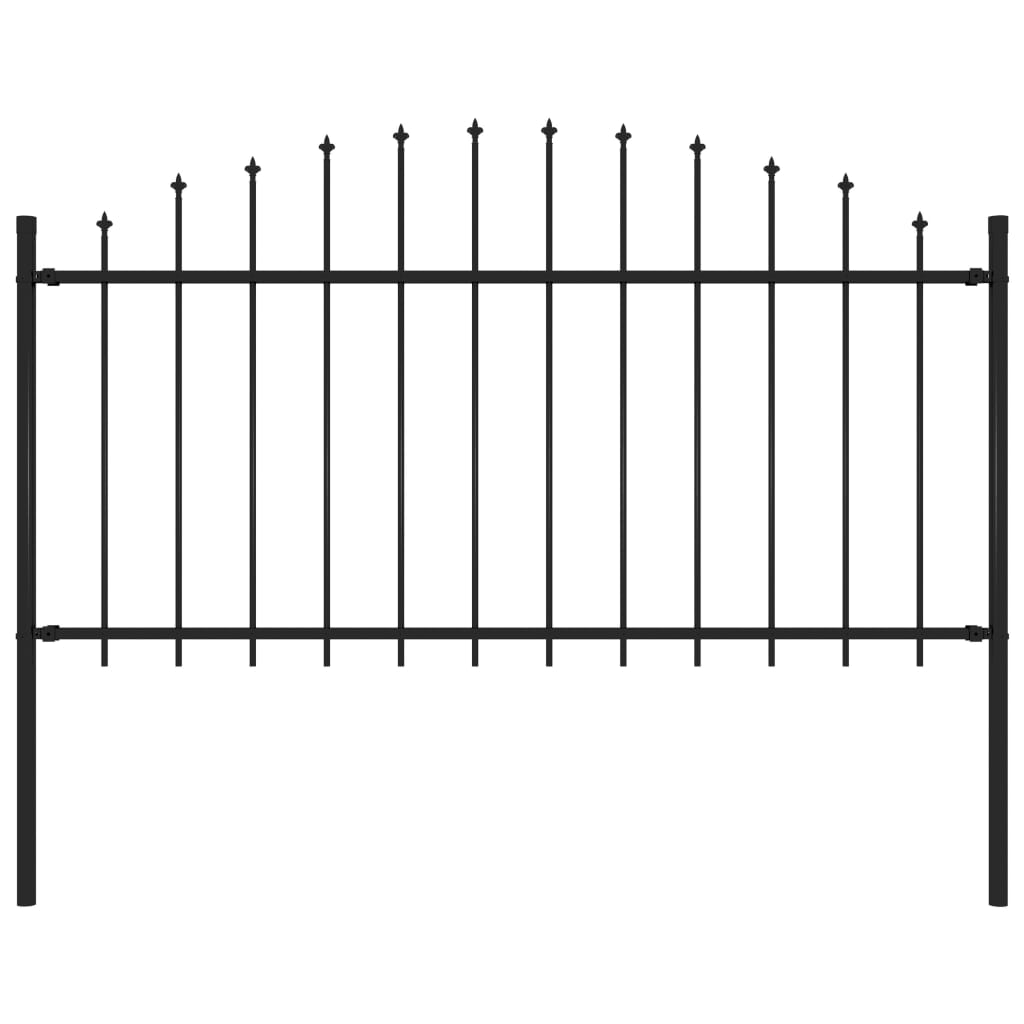 VidaXL Tuinhek met speren bovenkant (1,25-1,5)x1,7 m staal zwart