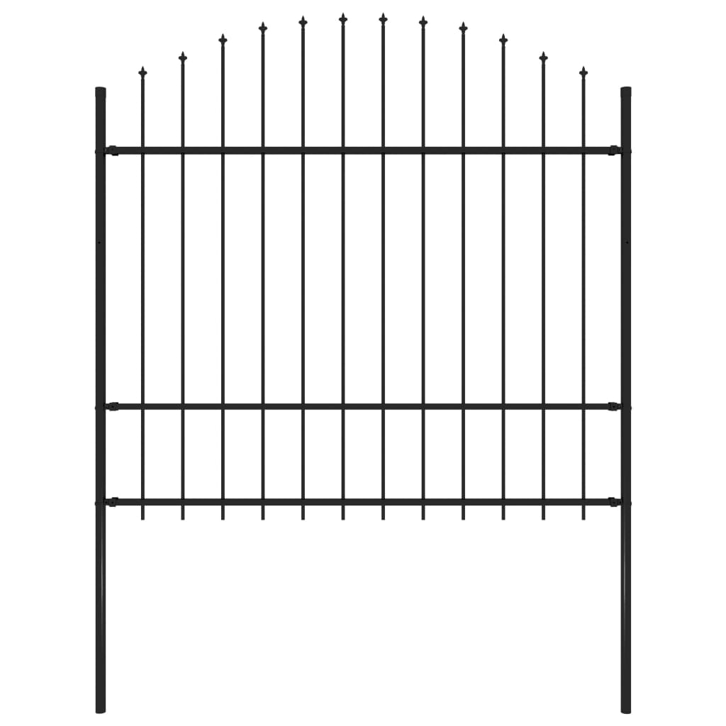 VidaXL Tuinhek met speren bovenkant (1,5-1,75)x1,7 m staal zwart