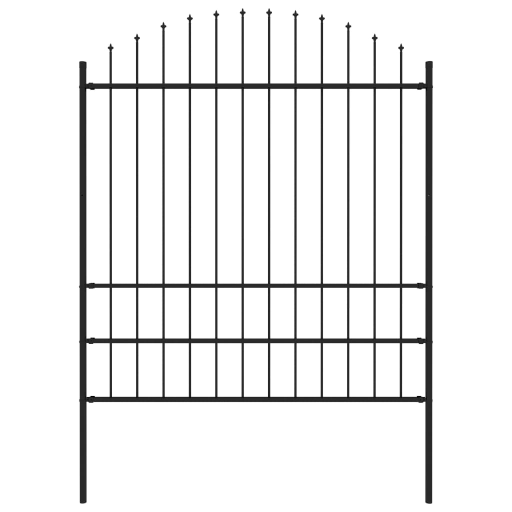 Vidaxl tuinhek met speren bovenkant (1,75-2)x1,7 m staal zwart