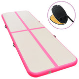 Vidaxl gymnastiekmat met pomp opblaasbaar 400x100x10 cm pvc roze