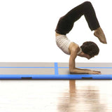 Vidaxl gymnastiekmat met pomp opblaasbaar 400x100x10 cm pvc blauw