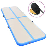 Vidaxl gymnastiekmat met pomp opblaasbaar 800x100x10 cm pvc blauw