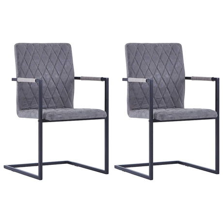 Vidaxl eetkamerstoelen 2 st kunstleer donkergrijs