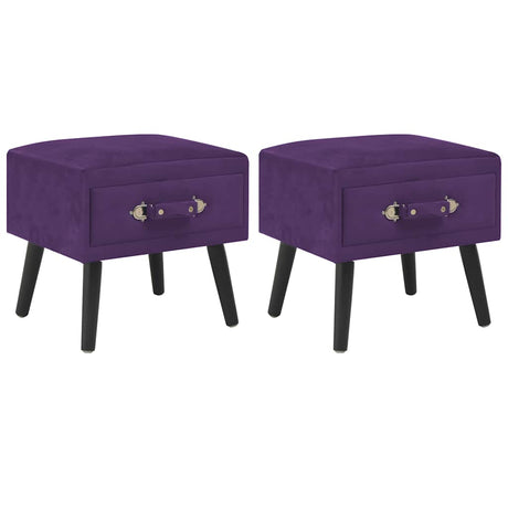 Vidaxl nachtkastjes 2 st 40x35x40 cm fluweel donkerpaars
