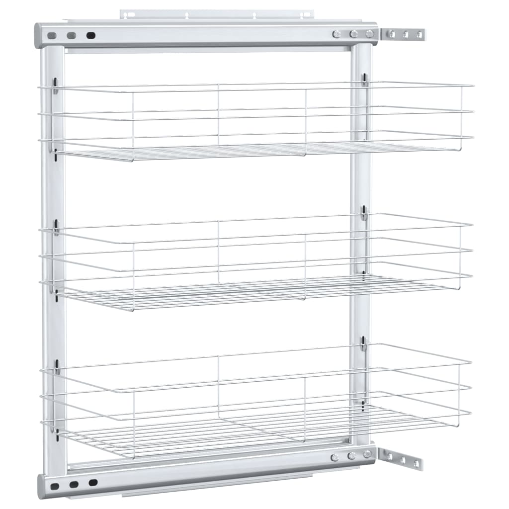 Vidaxl draadmand keuken uittrekbaar 3-laags 47x25x56 cm zilverkleurig