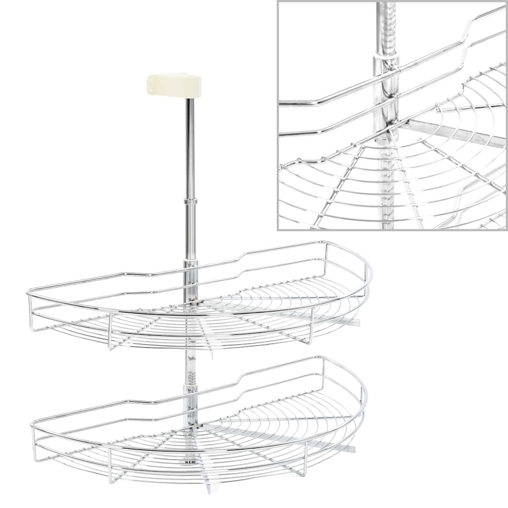 Vidaxl draadmand keuken 2-laags 180 graden 75x38x80 cm zilverkleurig