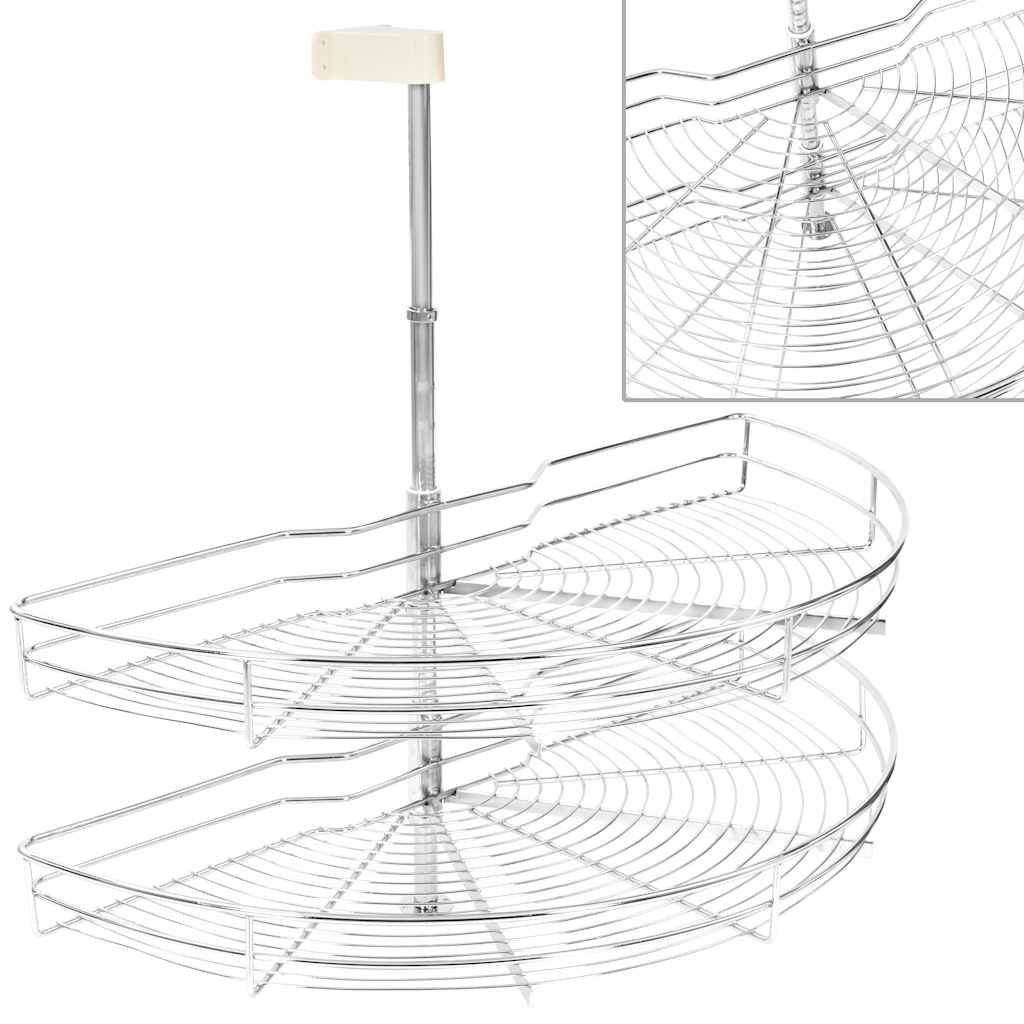 Vidaxl draadmand keuken 2-laags 180 graden 85x44x80 cm zilverkleurig