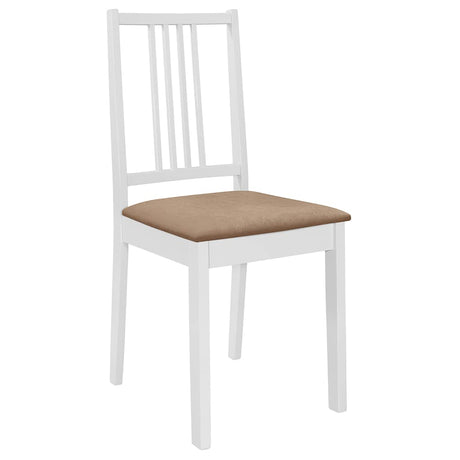 Vidaxl eetkamerstoelen met kussens 6 st massief hout wit