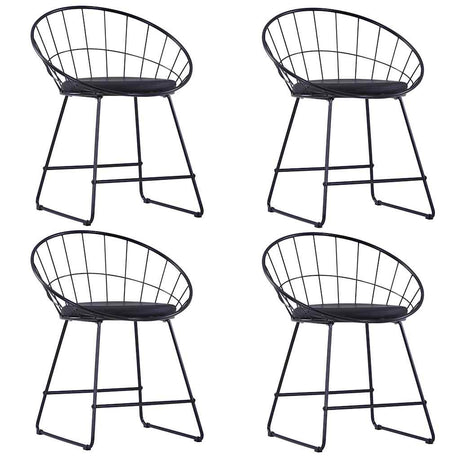 Vidaxl eetkamerstoelen met kunstleren zittingen 4 st staal zwart