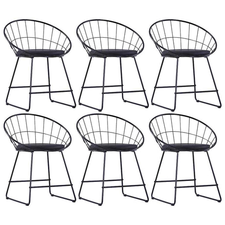 Vidaxl eetkamerstoelen met kunstleren zittingen 6 st staal zwart