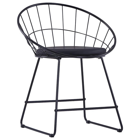 Vidaxl eetkamerstoelen met kunstleren zittingen 6 st staal zwart