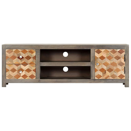 Vidaxl tv-meubel 120x30x40 cm massief mangohout grijs