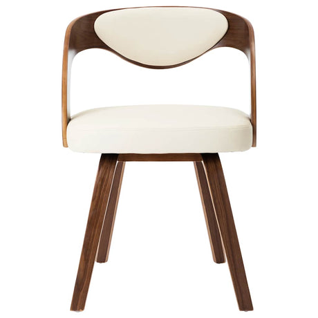 Vidaxl eetkamerstoelen 2 st gebogen hout en kunstleer crèmekleurig