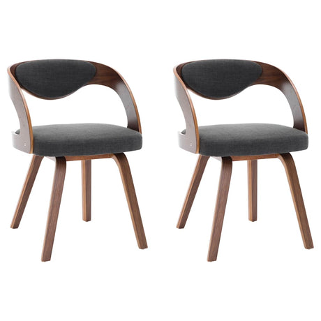 Vidaxl eetkamerstoelen 2 st gebogen hout en stof donkergrijs