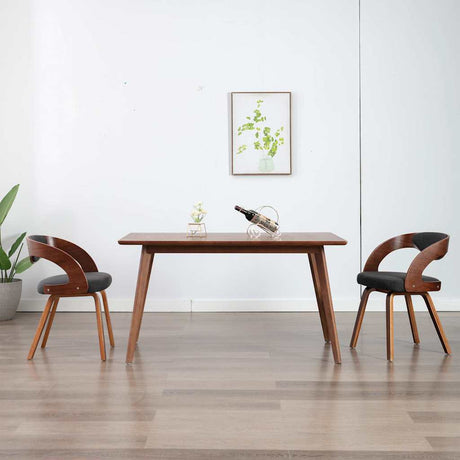 Vidaxl eetkamerstoelen 2 st gebogen hout en stof donkergrijs