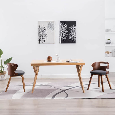 Vidaxl eetkamerstoelen 2 st gebogen hout en stof donkergrijs