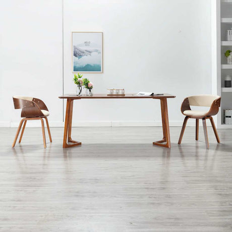 Vidaxl eetkamerstoel gebogen hout en kunstleer crèmekleurig