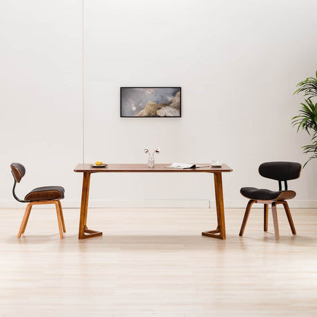 Vidaxl eetkamerstoelen 2 st gebogen hout en stof grijs
