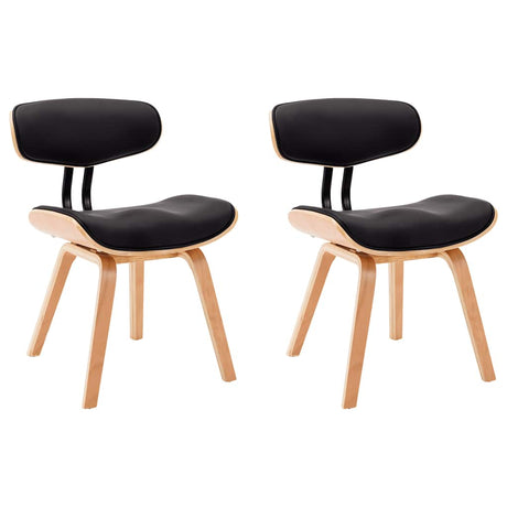 Vidaxl eetkamerstoelen 2 st gebogen hout en kunstleer
