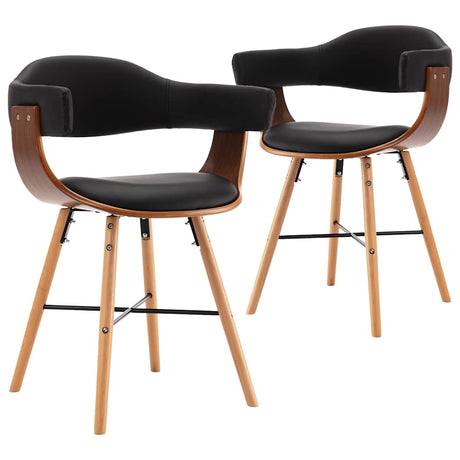 Vidaxl eetkamerstoelen 2 st kunstleer en gebogen hout zwart