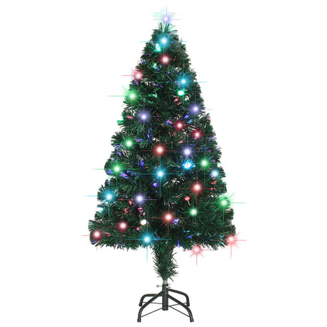 Vidaxl voorverlichte kerstboom met standaard en led 120 cm glasvezel