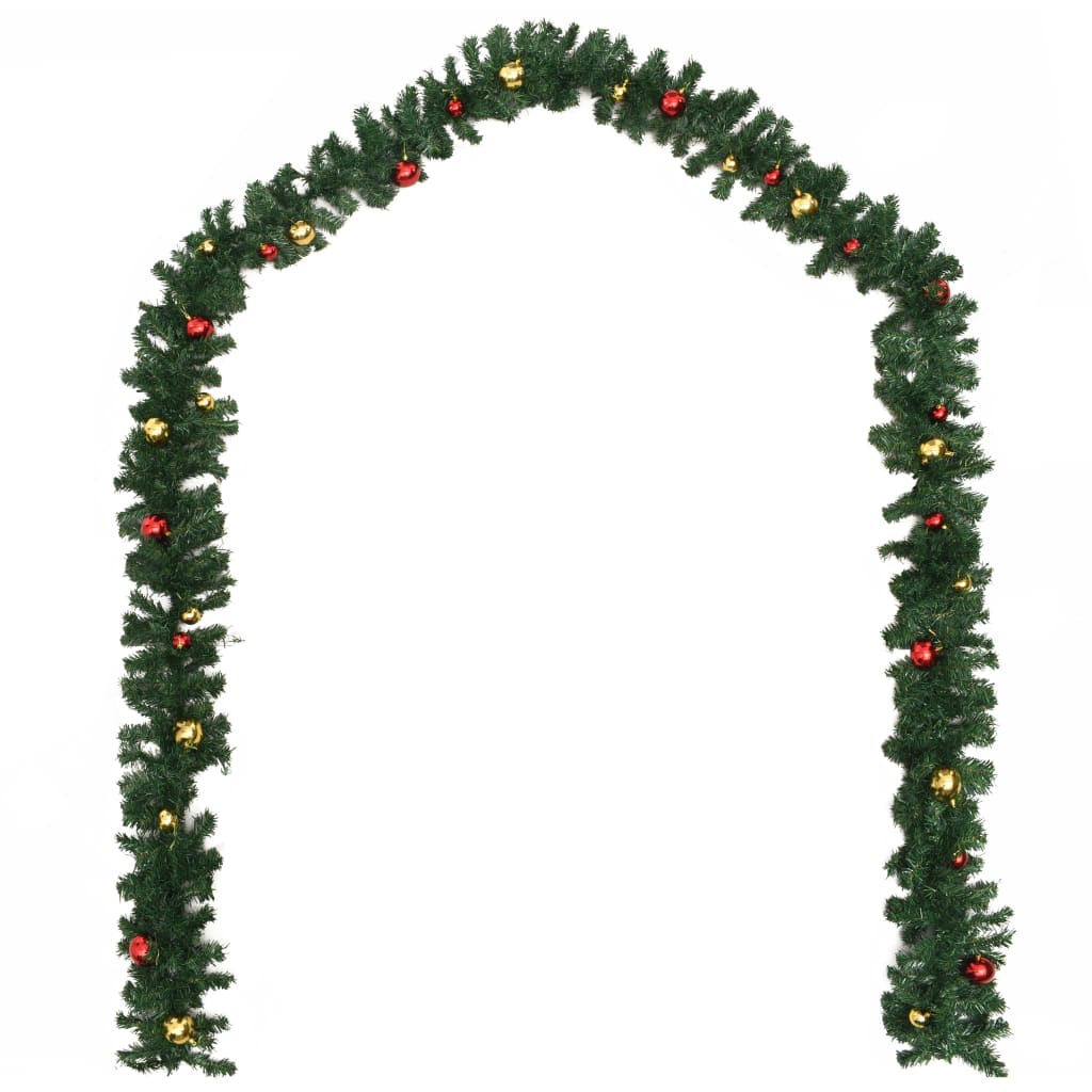 VidaXL Kerstslingers 4 st met kerstballen 270 cm PVC groen