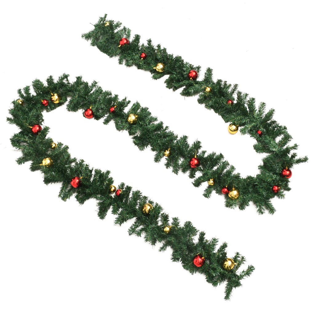 VidaXL Kerstslingers 4 st met kerstballen 270 cm PVC groen