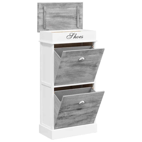 Vidaxl schoenenkast 50x28x98 cm paulowniahout grijs