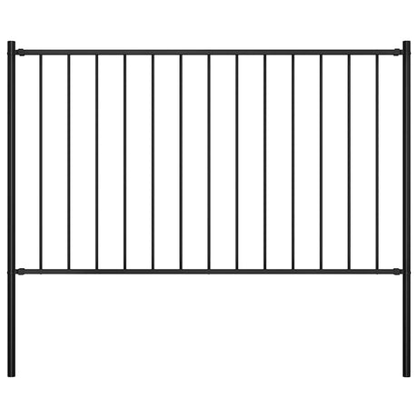 Vidaxl hekpaneel met palen 1,7x1,25 m gepoedercoat staal zwart
